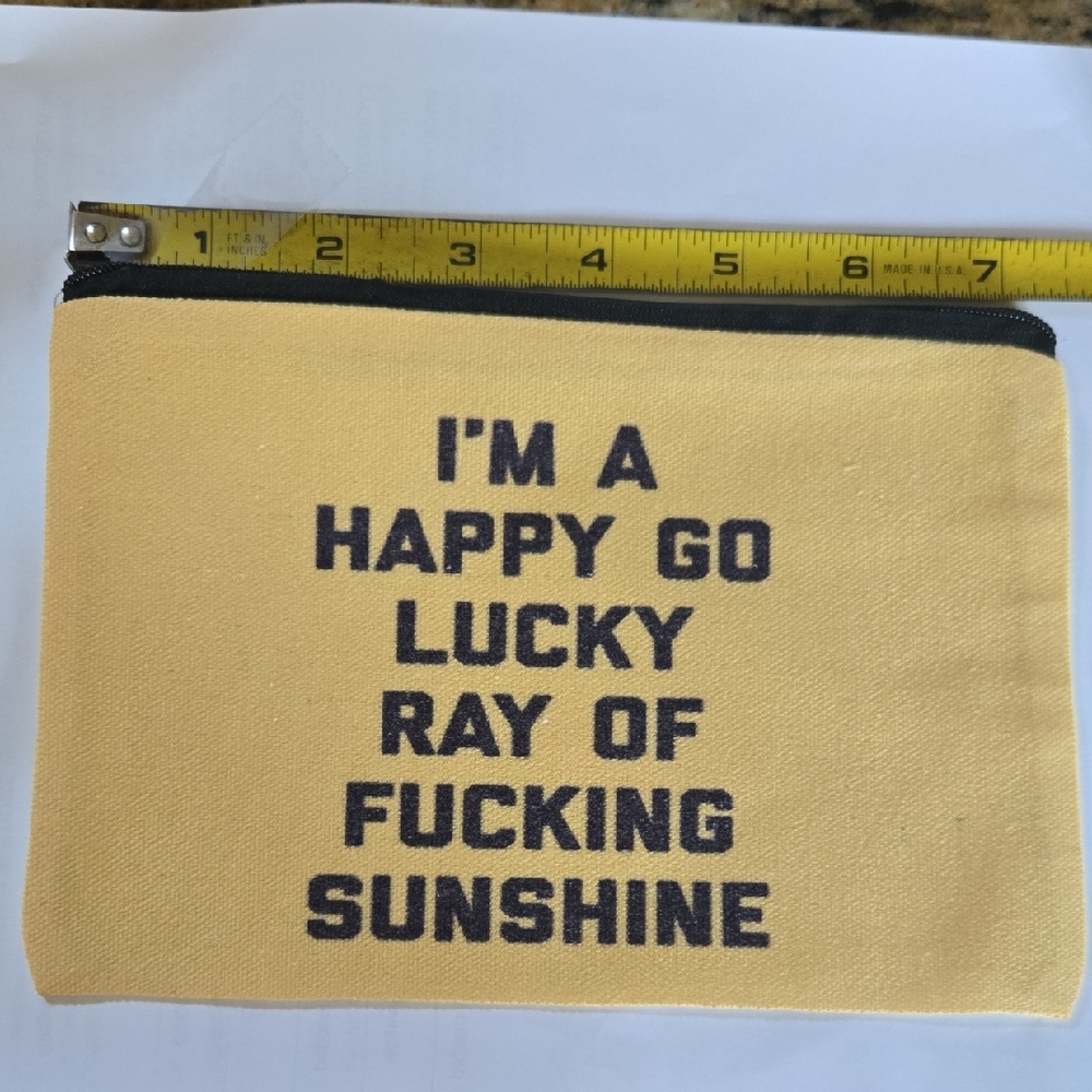 Yellow Canvas Pouch with Bold Text